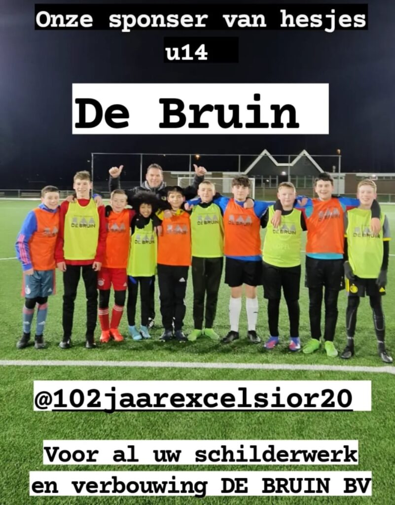 Schilderbedrijf de Bruin is Shirtsponsor van Excelsior20 U14